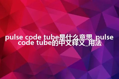 pulse code tube是什么意思_pulse code tube的中文释义_用法