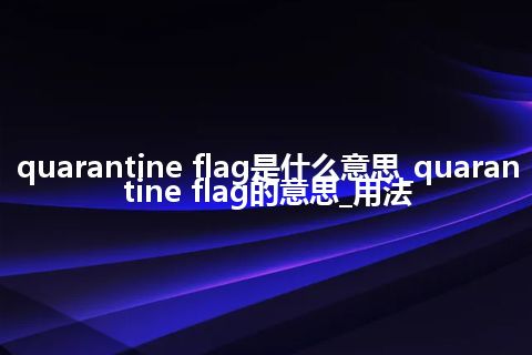 quarantine flag是什么意思_quarantine flag的意思_用法