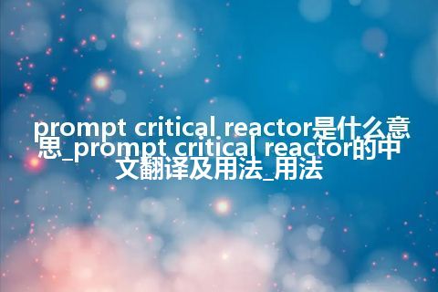 prompt critical reactor是什么意思_prompt critical reactor的中文翻译及用法_用法