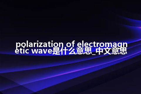 polarization of electromagnetic wave是什么意思_中文意思