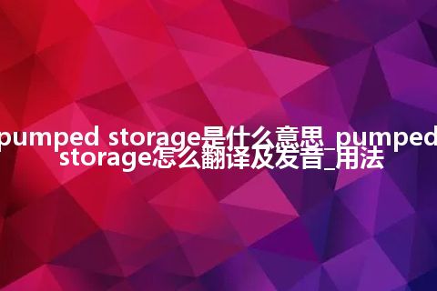 pumped storage是什么意思_pumped storage怎么翻译及发音_用法