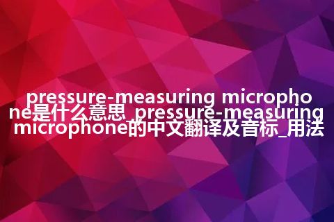 pressure-measuring microphone是什么意思_pressure-measuring microphone的中文翻译及音标_用法