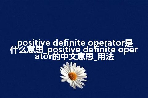 positive definite operator是什么意思_positive definite operator的中文意思_用法