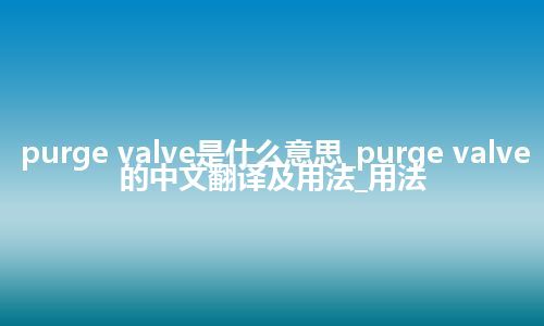purge valve是什么意思_purge valve的中文翻译及用法_用法