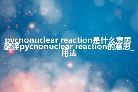 pycnonuclear reaction是什么意思_翻译pycnonuclear reaction的意思_用法