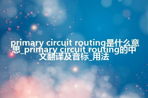 primary circuit routing是什么意思_primary circuit routing的中文翻译及音标_用法