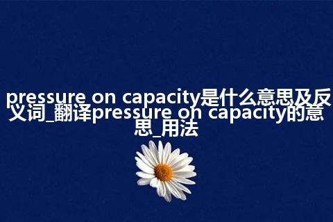 pressure on capacity是什么意思及反义词_翻译pressure on capacity的意思_用法