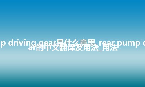 rear pump driving gear是什么意思_rear pump driving gear的中文翻译及用法_用法