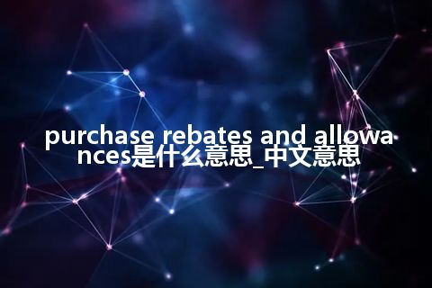 purchase rebates and allowances是什么意思_中文意思