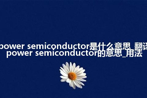 power semiconductor是什么意思_翻译power semiconductor的意思_用法