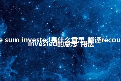 recoup the sum invested是什么意思_翻译recoup the sum invested的意思_用法