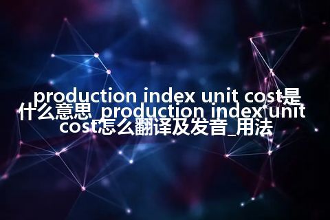 production index unit cost是什么意思_production index unit cost怎么翻译及发音_用法