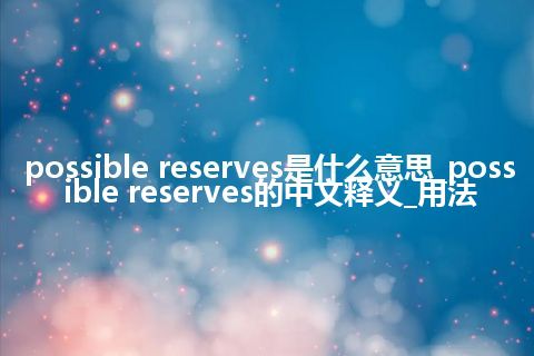 possible reserves是什么意思_possible reserves的中文释义_用法