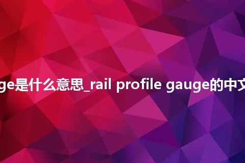 rail profile gauge是什么意思_rail profile gauge的中文翻译及音标_用法