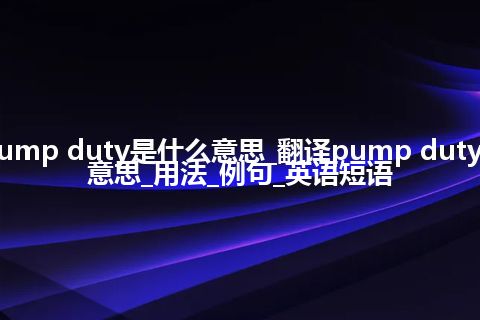 pump duty是什么意思_翻译pump duty的意思_用法_例句_英语短语