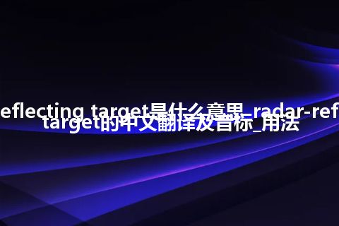 radar-reflecting target是什么意思_radar-reflecting target的中文翻译及音标_用法