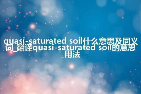 quasi-saturated soil什么意思及同义词_翻译quasi-saturated soil的意思_用法