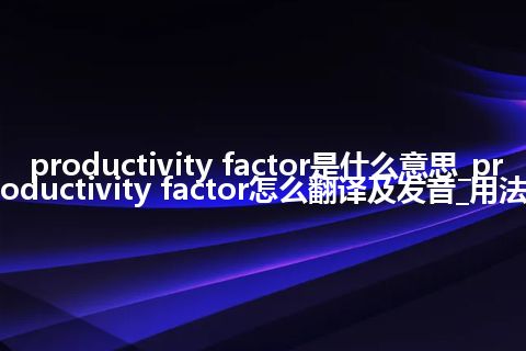 productivity factor是什么意思_productivity factor怎么翻译及发音_用法