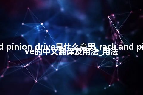 rack and pinion drive是什么意思_rack and pinion drive的中文翻译及用法_用法