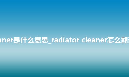 radiator cleaner是什么意思_radiator cleaner怎么翻译及发音_用法