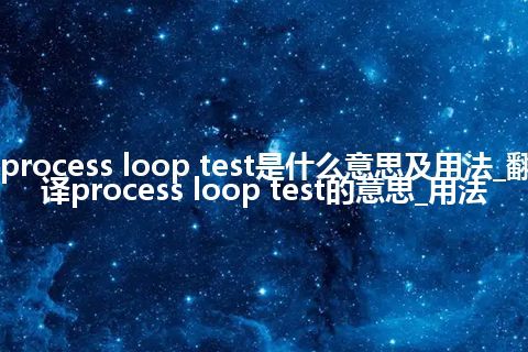 process loop test是什么意思及用法_翻译process loop test的意思_用法