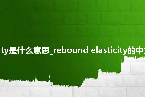 rebound elasticity是什么意思_rebound elasticity的中文翻译及音标_用法