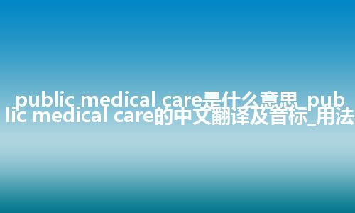 public medical care是什么意思_public medical care的中文翻译及音标_用法