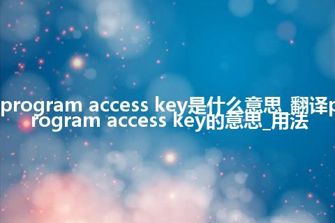 program access key是什么意思_翻译program access key的意思_用法