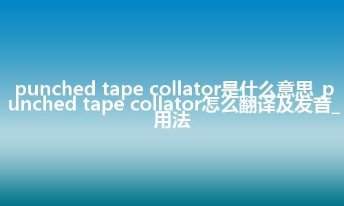 punched tape collator是什么意思_punched tape collator怎么翻译及发音_用法