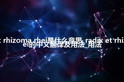 radix et rhizoma rhei是什么意思_radix et rhizoma rhei的中文翻译及用法_用法