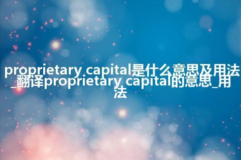 proprietary capital是什么意思及用法_翻译proprietary capital的意思_用法