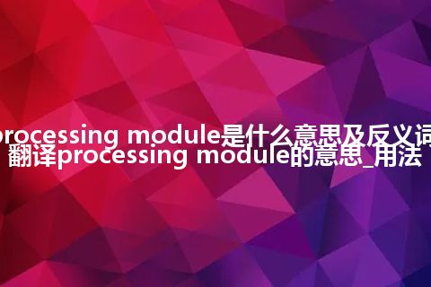 processing module是什么意思及反义词_翻译processing module的意思_用法