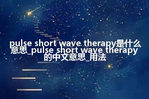 pulse short wave therapy是什么意思_pulse short wave therapy的中文意思_用法