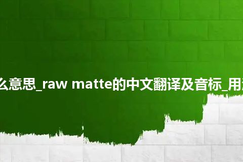 raw matte是什么意思_raw matte的中文翻译及音标_用法_例句_英语短语