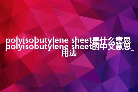 polyisobutylene sheet是什么意思_polyisobutylene sheet的中文意思_用法