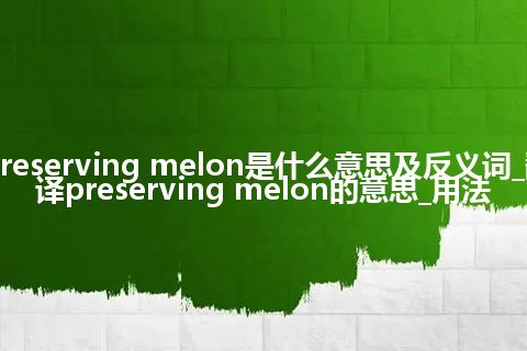 preserving melon是什么意思及反义词_翻译preserving melon的意思_用法