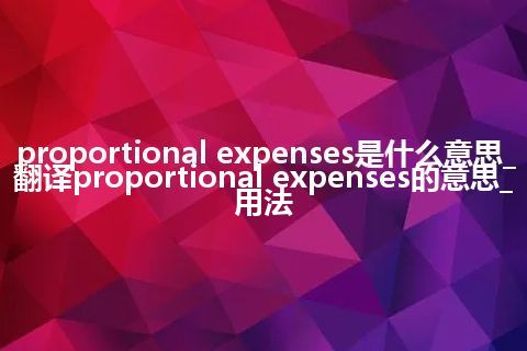 proportional expenses是什么意思_翻译proportional expenses的意思_用法