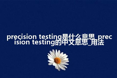 precision testing是什么意思_precision testing的中文意思_用法
