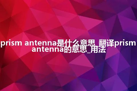 prism antenna是什么意思_翻译prism antenna的意思_用法