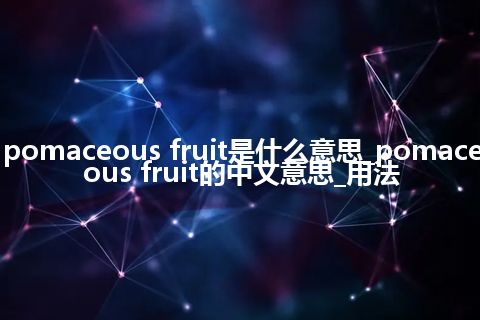 pomaceous fruit是什么意思_pomaceous fruit的中文意思_用法