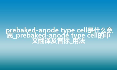 prebaked-anode type cell是什么意思_prebaked-anode type cell的中文翻译及音标_用法