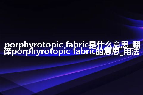 porphyrotopic fabric是什么意思_翻译porphyrotopic fabric的意思_用法
