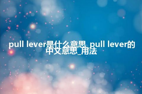 pull lever是什么意思_pull lever的中文意思_用法