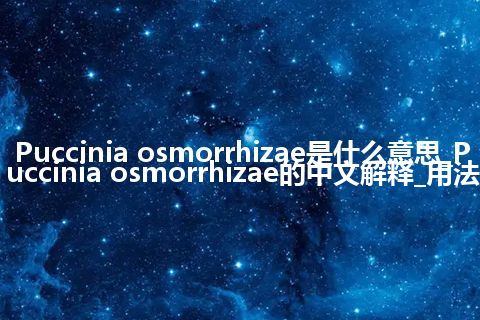 Puccinia osmorrhizae是什么意思_Puccinia osmorrhizae的中文解释_用法