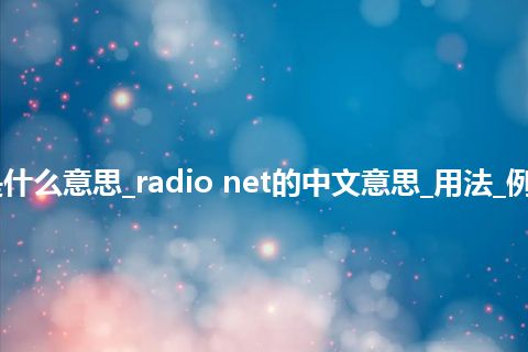 radio net是什么意思_radio net的中文意思_用法_例句_英语短语