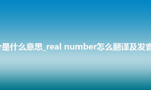 real number是什么意思_real number怎么翻译及发音_用法_同义词