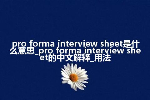 pro forma interview sheet是什么意思_pro forma interview sheet的中文解释_用法