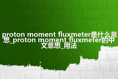proton moment fluxmeter是什么意思_proton moment fluxmeter的中文意思_用法