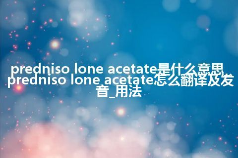 predniso lone acetate是什么意思_predniso lone acetate怎么翻译及发音_用法
