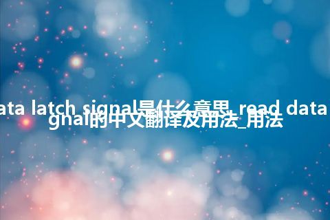 read data latch signal是什么意思_read data latch signal的中文翻译及用法_用法